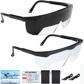 Saysurey 2 Set Aviation Flight Training Glasses Adjustable View Limiting Goggles Device, Tag Light Gun Signal(Clear, Black)