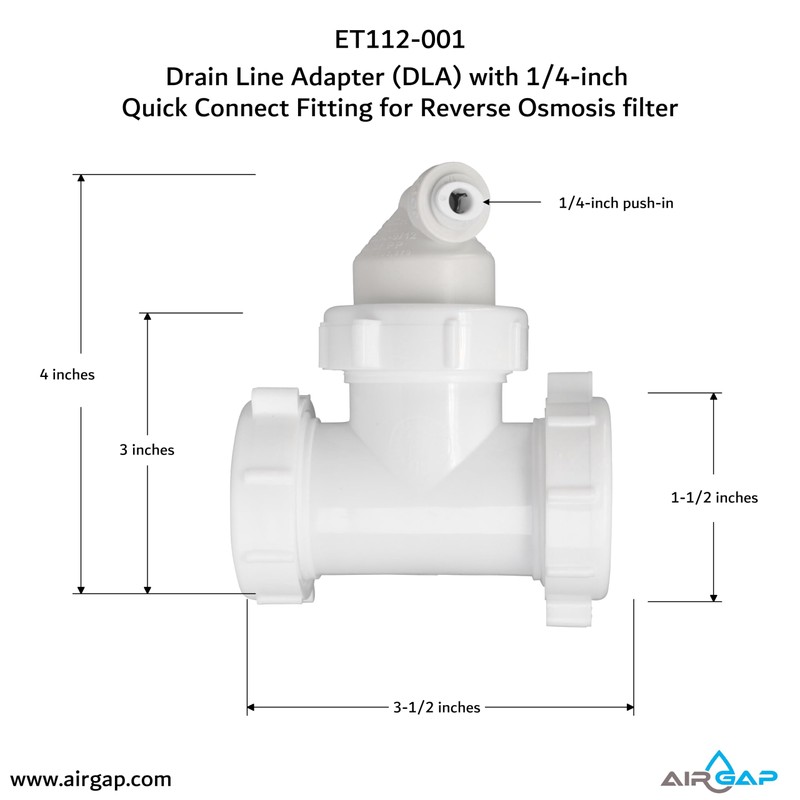 Drain Line Adapter (DLA) with 1/4-inch Quick Connect Fitting for
