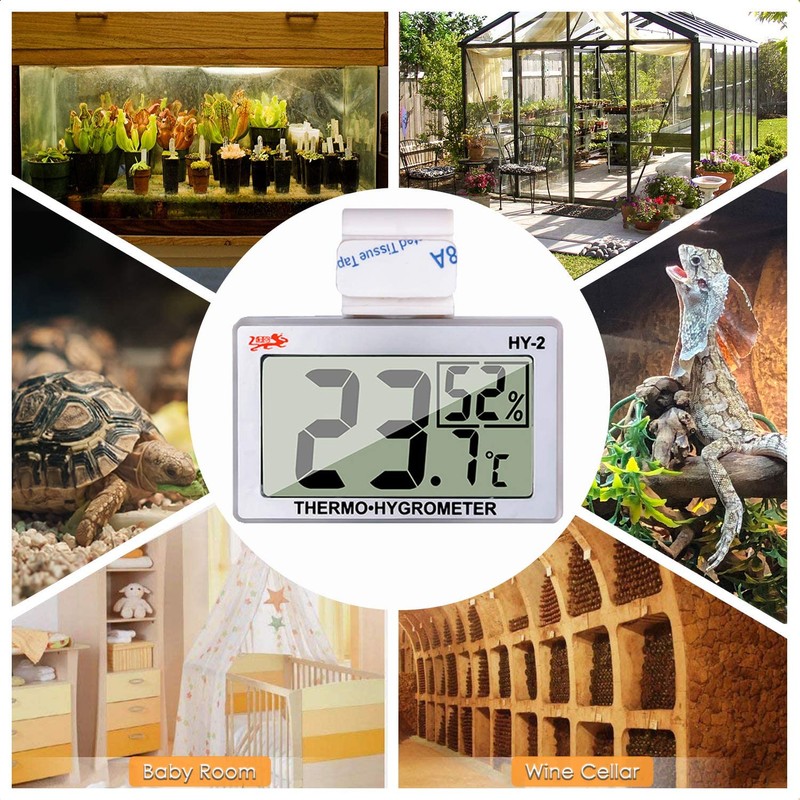 Cluoling Thermometer/Hygrometer, Reptile, Temperature and Humidity Management, Thermometer, Digital HD