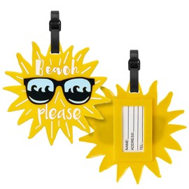 ZOUIQSS Luggage Tags Pack of Two,Baggage Tags Suitcase ID Labels Business Card Holder/Travel ID Bag Tag(Sun)