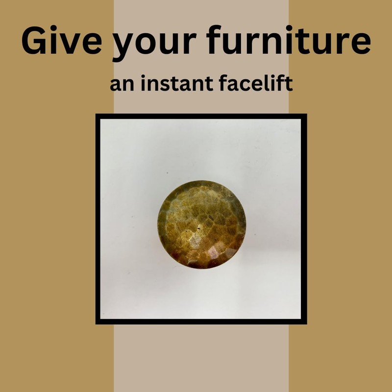 Hammered Antique Knob. Home Decor Drawer Pull (Antique Brass)