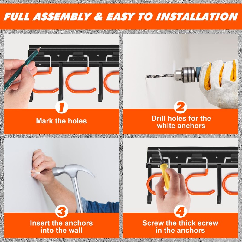 TVKB 51'' All Metal Garden Tool Organizer Adjustable Garage Tool