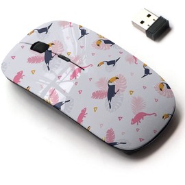 2.4G Wireless Mouse with Cute Pattern Design for All Laptops and Desktops with Nano Receiver - Tropical Toucans Summer