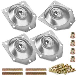 4 Pack Leg Mounting Plates, Furniture Leg Attachment Plates, 12 Degree Angled Metal Table Leg Mounting Hardware, Furniture Leg Mounting Brackets Industrial Strength T-Plate