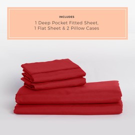 PeachSkinSheets Red Velvet Sheet Set - 1500tc Level of Softness - Extra Soft Cooling Sheets for Hot Sleepers and Night Sweats - California King Size