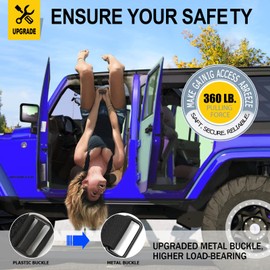 moveland 2 Pack Grab Handle Set Compatible with Jeep Wrangler TJ YJ JK, Easy-to-Fit 3 Straps Design for 1955-2023 Models (Black)