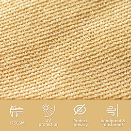 KANAGAWA 5ft x 50ft Privacy Screen Fence, 90% Blockage Heavy Duty 175 GSM Fencing Mesh Net Cover for Outdoor Wall Garden Yard Backyard 80 Cable Zip Ties Included Sand