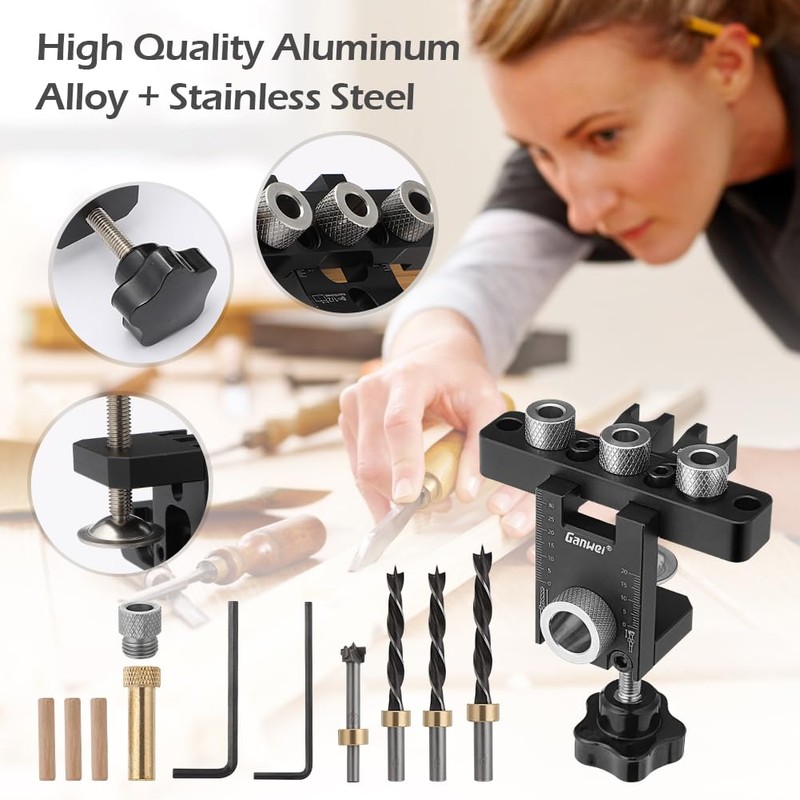 3 in 1 Dowel Jig Kit Kannino Self Centering Doweling