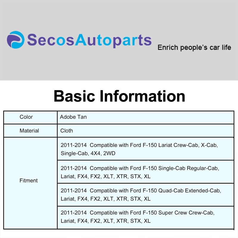 Sekeseauto Tan Front Driver or Passenger Side Bottom Replacement Cloth
