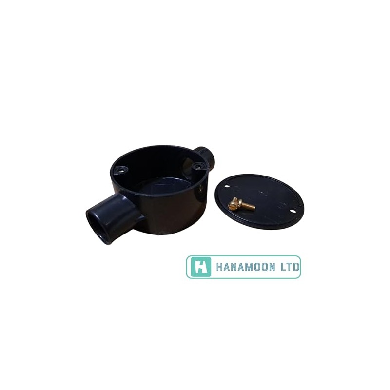 Black 20mm PVC Conduit Box 2 Way Through Terminal Box