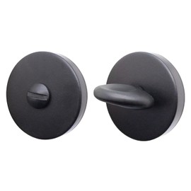 EAI Round Bathroom Thumbturn & Release Set - Matt Black | Universal Black Door Turn and Release Lock for Bathroom/Toilet with Emergency Coin Release Lock