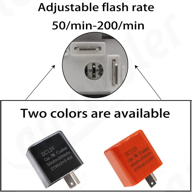 amavoler 12V 2Pin Flasher Relay Speed Adjustable Indicators LED Light