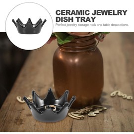 LIFKOME Crown Shaped Jewelry Tray Decorative Ceramic Trinket Dish for Rings Earrings Necklaces Storage for Dressers and Nightstands Loved