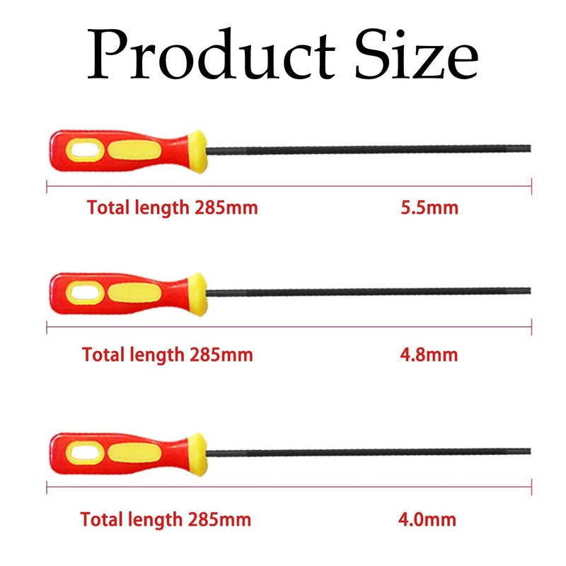3 Pieces Chainsaw Chain Sharpening File,Professional Round Chainsaw Sharpener for