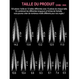 XIAOHEBAN 120 Pieces Dual Nail Forms Almond, 12 Sizes Dual Tips Nail Extension Extension, Polygel Tips Nail Gel Shapes Nail Shape for Polygel Extension, for Nail Art DIY at Home