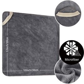 Sinland Microfiber Facial Cloths Fast Drying Washcloth 12inch x 12inch (6pack, Blue+Navy Blue+Grey)