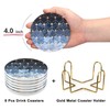 Vibiliyou Absorbent Coasters Blue Cube Coasters with Gold Holder Round