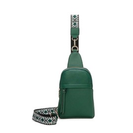 New Women Trendy Sling Bag Chest Lightweight Practical Crossbody with Wide Strap -DARK GREEN