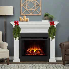 Norfolk Pine Artificial Christmas Teardrop Swags, 26 inch Long, 12 inch Wide, Set of 2, Indoor Outdoor, Natural Look