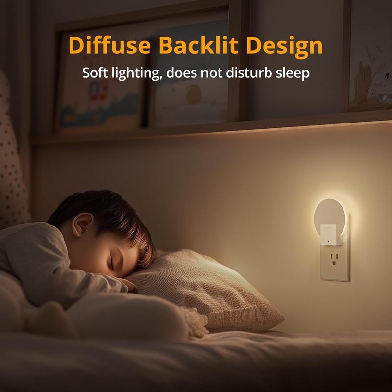 Lyridz Plug in LED Backlit Night Light with Auto Dusk