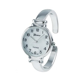 Rosemarie Collections Women's Mother of Pearl Metal Cuff Watch (Silver Tone)