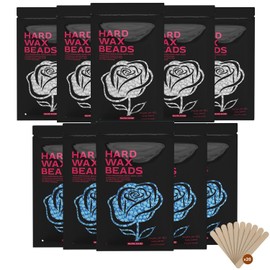 Hard Wax Beads for Hair Removal, 10 Packs, 1000g(2.2lbs), with 20 Wooden Applicators, No Strips Needed, Wax Beads for Full Body, Bikini, Legs, Underarm, Facial Hair Removal Wax for Women & Men