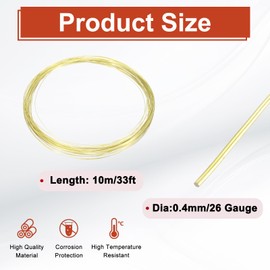 sourcing map 0.4mm/26 Gauge Copper Wires for Jewelry Making, 1 Roll Craft 10m Tarnish Resistant Beading Wires for Jewelry Making Supplies(Bright Gold)
