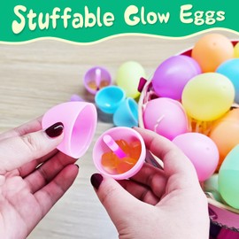 GooComfy 100 Easter Glow Eggs with 100 Mini Glow Sticks for Kids Glow-in-The-Dark Easter Egg Hunt Game, Easter Basket Stuffers Fillers Gift, Party Favors Decorations Supplies, Classroom Prizes
