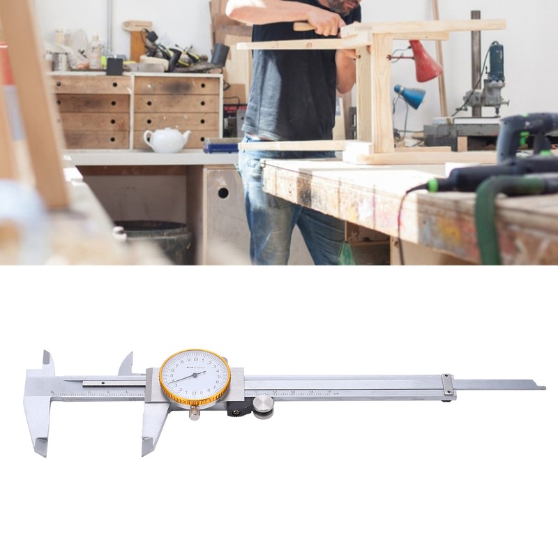 0150mm Dial Caliper Steel ShockProof Adjustable Vernier Caliper with Depth