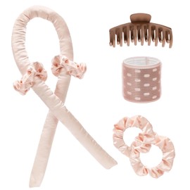 Langes Lockenwickler-Set mit weichem Samtbezug, inklusive Zubehör für einfache Handhabung, Dunkelrosa, ideal für alle Haargrößen und Köpfe