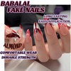 BABALAL Acrylic Press on Nails Medium Almond Fake Nails Red