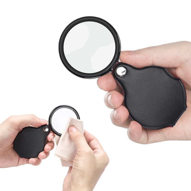 Teoyall 10X Small Magnifying Glass, 2 PCS Mini Pocket Magnifier