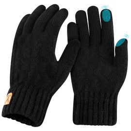 Votoko Women's Winter Warm Touchscreen Gloves Thermal Winter Gloves Knitted Gloves Wool Gloves Ideal for Women Men Cycling Sports Outdoor Winter Gifts, black