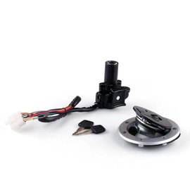 Bruce & Shark Ignition Lock & Fuel Cap Key Set for Kawasaki ZZR 400/600, ZXR 400/750 - Aluminium, Toggle Switch, On/On, Black
