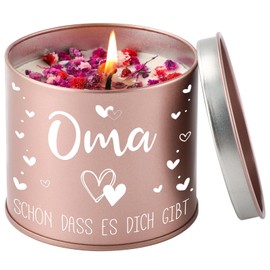 PRSTENLY Grandma Gift, Pillar Candles with Saying - OMA, SCHÖN DASS ES DICH GIBT, Gifts for Grandma for Birthday, Mother's Day, Christmas, Grandma Birthday Gift From Grandson, 9 oz