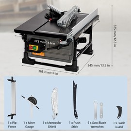 6.7-Amp Portable Table Saw 8 Inch, 3576RPM Compact Tablesaw with 24t Blade, Multifunctional Benchtop Saw for DIY Furniture Making Woodworking