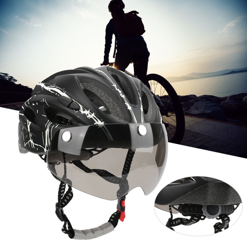Magnetic Suction Protective Helmet with Goggles/Light for Mountain Bike Road