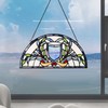 YOURANJU Stained Glass Half Moon Window Panel - 16' Blue