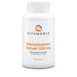 Vita World Kidney Bean Extract 500mg 120 Capsules with Active Ingredient Phas Eolin Carbohydrate Blocker