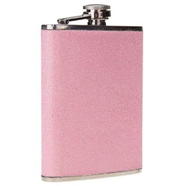 7oz Stainless Steel Hip Flask with Glitter Wrap (Pink)