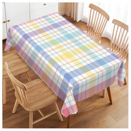 Walmsco Tablecloth Colorful Stripes Decor For Dining Room Kitchen Rectangular Table Cover 132 * 178cm