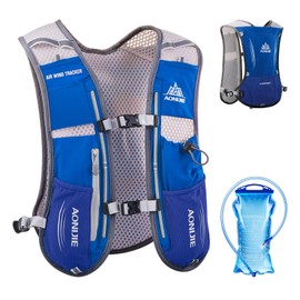 TRIWONDER Hydration Pack Backpack 5L Marathoner Running Race Hydration Vest (Blue - with 1.5L Water Bladder)