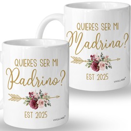 Vivulla68 Quieres Ser Mis Padrinos De Bautizo, Bautizo Recuerdos Juego De 2 Tazas 2025, Recuerdos De Bautizo Para Niño, Niña, God parents Presents Proposal, Quieren Ser Mis Padrinos De Bautizo