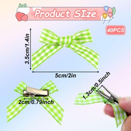 40 Pcs Mini Bow Hair Clips Pigtail Bows Hair Bow Clips Girl Hair Bows Toddler Hair Bows Mini Bows Girl Bows for Hair Y2k Hair Clips for women (Green)