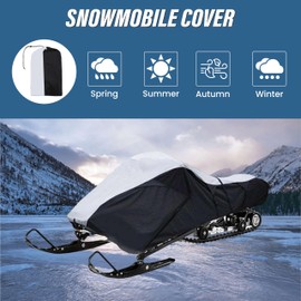 Seal Skin Cover trailerable Snowmobile Cover for Polaris Skidoo Yamaha Heavy Duty 600D Waterproof All Weather Protection with Storage Bag fits Snowmobile Up to 145" Long