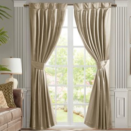 Croscill Classics Satin Single Piece Luxurious Curtain for Living Room Window, Lustrous Antique Satin Window Curtain for Bedroom, Dual Hanging Design, Avignon, 26x84 Champagne