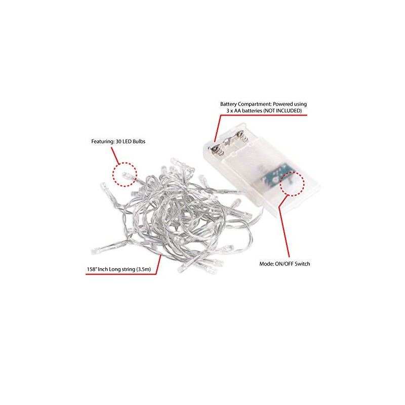 30 Mini Bulb LED Battery Operated Fairy String Lights in