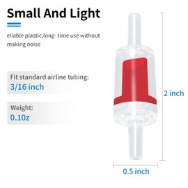 AQUANEAT Aquarium Check Valve, One Way Non Return Valve for Air Pump,Fit for 3/16 Inch Airline Tubing, Fish Tank Accessories, 10pcs (Red)