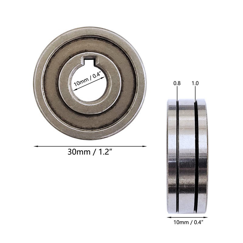 2x Roll Wheels Groove Wire Machine Feed Drive Rollers 30mm