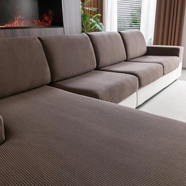 OHSIO Stretch Sofa Seat Cushion Cover - Non-Slip Sofa Cover, Washable Sofa Cover, Universal Couch Cover, Durable and Easy Care (Brown, 1 x Seat Cover L)